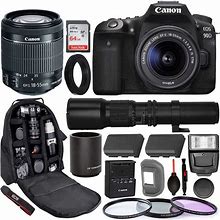Canon EOS 90D DSLR Camera With EF-S 18-55mm F/3.5-5.6 IS STM Lens - 3616C009, And Deluxe Bundle