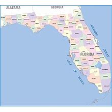Home Comforts Detailed Administrative Divisions Map Of Florida State Vivid Imagery Laminated Poster Print-20 Inch By 30 Inch Laminated Poster With Br