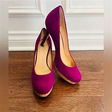 Nine West Shoes | Like New Beautiful Nine West Leather Upper Purple Heels With Cork Platform Sz 9 | Color: Purple | Size: 9