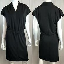 $89 Talbots Petite Small Black Stretch Pleated Sleeveless Sheath Dress