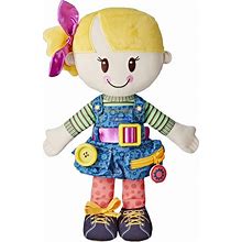 Playskool Dressy Kids Doll With Blonde Hair And Bow, Activity Plush Toy With Zipper, Shoelace, Button, For Ages 2 And Up (Amazon Exclusive)
