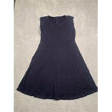 Talbots Dresses | Talbots Navy Blue Lace Sleeve A-Line Cotton Dress Business Medium | Color: Blue | Size: M