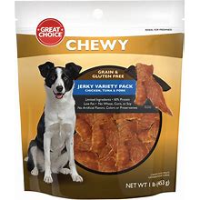 Great Choice Chewy Jerky Variety Pack All Life Stage Dog Treats - Chicken, Tuna And Pork | Petsmart
