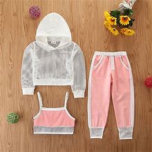 Casual 3Pcs Children Outfits Set Pink / 7T