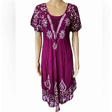 Ashley Taylor Dresses | Ashely Taylor Vintage Hippie Boho Indie Earthy Eclectic Tie Dye Floral Dress | Color: Purple/White | Size: One Size