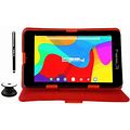 Linsay 7" Quad Core 2GB RAM 32Gb Storage Android 12 Wifi Tablet With Case Red Leather Case, Pop Holder And Pen Stylus