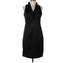 Maggy London Casual Dress - Sheath V Neck Sleeveless: Black Print Dresses - Women's Size 10