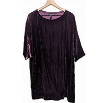 Eileen Fisher Dresses | Eileen Fisher Womens Velvet 3/4 Sleeve Shift Dress Size S Purple Pockets Silk | Color: Purple | Size: S