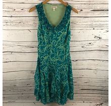 Dress Barn Dresses | Dressbarn Dress Sleeveless Chiffon Ruffle Lined 10 | Color: Blue/Green | Size: 10