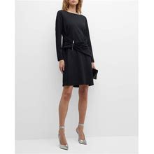 Emporio Armani Draped Bateau-Neck Jersey Midi Dress, Black, Women's, 26, Casual & Work Dresses Jersey Dresses