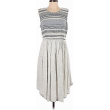 Left Coast By Dolan Casual Dress - Midi Scoop Neck Sleeveless: Gray Stripes Dresses - Women's Size 1