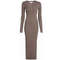 Calvin Klein Slim Ribbed Midi Dress M - Brown - Casual Dresses Size XS