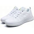 Women's Flying Woven Running Shoes, Breathable Mesh Walking Shoes, Lace Up Outdoor Casual Sneakers,White,Affordable,Temu