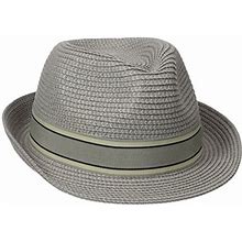 Henschel Men's Crushable Fedora With Braided Strips And Grosgrain Bow Band, Gray, Large