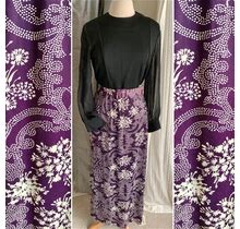 Flower Power Maxi Dress, Sheer Chiffon Sleeves, Belted, Vintage 60S 70S, Groovy