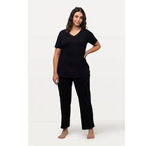Plus Size Pajamas, Woman, Black, Size: 20/22, Synthetic Fibers/Cotton, Ulla Popken