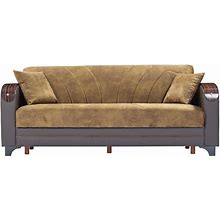 Furnia Senem Convertible Sleeper Sofa In Light Brown