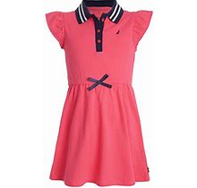Nautica Girls Toddler Short Sleeve Polo Dress Flutter Bright Pink 2T
