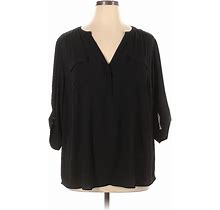 Philosophy Republic Clothing Long Sleeve Blouse: Black Polka Dots Tops - Women's Size 1X