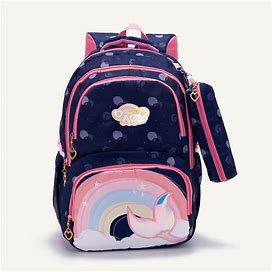 Children's Cute Rainbow Mermaid Backpack Casual Backpack,Must-Have,Temu
