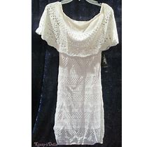 Venus Crochet Detail Off The Shoulder Women's Dress White Size Xs
