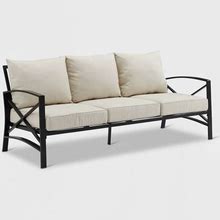 Kaplan Outdoor Metal Sofa Oil Rubbed Bronze With Oatmeal Cushions - Crosley
