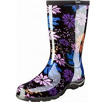 Sloggers Waterproof Garden Rain Boots For Women - Cute Mid-Calf Mud & Muck Boots With Premium Comfort Support Insole, (Flower Power), (Size 9)