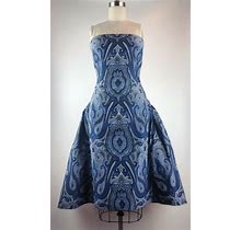 Elizabeth Kennedy Ottoman Paisley Strapless Party Dress Size2