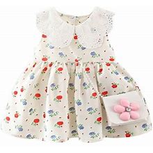 Zrbywb Toddler Girls Dresses Sleeveless Floral Print Ruffles Princess Dress Dance Party Dresses Clothes Party Dress