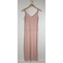 Petite Alex Evenings Dresses | Petite Alex Evenings Sz. 6P Light Pink V Neck Shimmer Overlay Long Dress | Color: Pink/Silver | Size: 6P