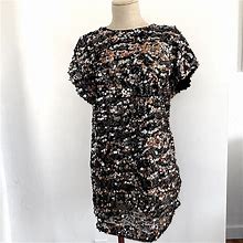 Aidan Mattox Dresses | Aidan Mattox Sequin Paillettes Cap-Sleeve Mini Dress - Never Worn | Color: Black/Gold | Size: 8