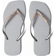 Havaianas Slim Square Glitter Flip Flop Sandal Women's Sandals Ice Grey : EU 35-36 (US Men's 4-5 - Women's 5-6) M