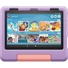 Amazon - Fire HD 8 Kids Ages 3-7 (2022) 8" HD Tablet With Wi-Fi 64 GB - Purple