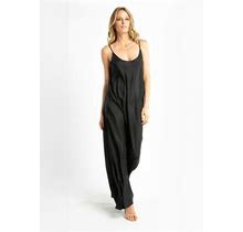 Vacances 100% Silk Slip Maxi Length Dress Black Size L/Xl