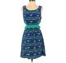 As U Wish Casual Dress Keyhole Sleeveless: Teal Argyle Dresses - Women's Size 5