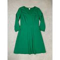 Merona Women's Sz Small Green Long Sv V-Neck A-Line Dress