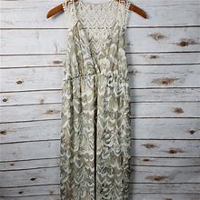 Cato Dresses | Cato Crochet V Neck Maxi Dress Watercolor Animal | Color: Cream/Tan | Size: 8
