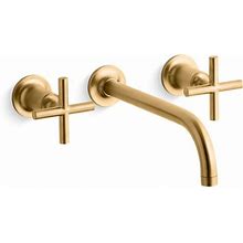 KOHLER K-T14414-3 Purist Widespread Wall-Mount Bathroom Sink Faucet Trim With Cross Handles, 1.2 Gpm, Vibrant Brushed Moderne Brass