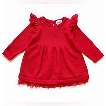 Cat & Jack Dresses | Euc Cat & Jack Baby Girls Knit Lurex Christmas Dress In Red 3-6m | Color: Red | Size: 3-6Mb
