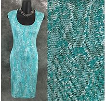 Beautiful St John Knit Jade Green Silver Dress Size 4
