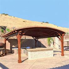Arched Thick Timber Pavilion - Hundreds Of Sizes, Built In California Redwood - 8ft - 8ft - No Privacy Wall Panels - Douglas-Fir
