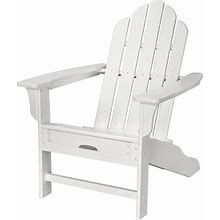 Hanover HVLNA15 All-Weather 38-1/2 Inch Tall Polywood Outdoor Adirondack Chair With Hideaway Ottoman White Outdoor Furniture Chairs Adirondack