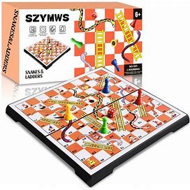 Magnetic Folding Snakes & Ladders Game Set 11.8 Inch Portable Family Fun Board Game For All Ages-In Storage(Large Size 30x30cm )