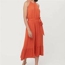 Loft Dresses | Nwt! Ann Taylor Loft Long Maxi Halter Dress Orange (Xsp) | Color: Orange | Size: Xsp