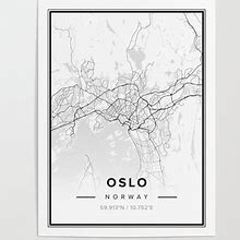 Art Poster | Oslo Modern Map By Mapsandco - 9" X 12" - Society6