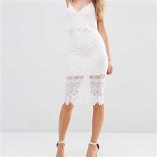 Asos Petite Dresses | Asos Lace Midi Dress / Us 4 | Color: Silver | Size: 4