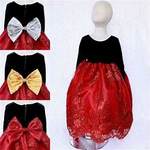 Black Velvet Long Sleeve Red Floral Embroidery Junior Girl Dress