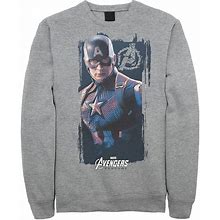 Men's Marvel Avengers Endgame Captain America Poster Sweatshirt, Size: 3XL, Med Grey