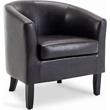Modern Club Chair Barrel Design, Brown, Arm Chairs, By Belleze