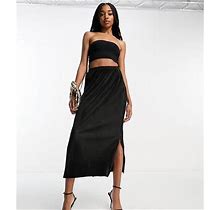 Urban Threads Tall Plisse Midi Skirt In Black